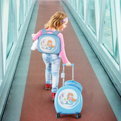 Kids Luggage Set with 14 Inches Carry-on Hardside Spinner Toddler Luggage and 10 Inches Backpack, Blue Kids Luggage at Gallery Canada