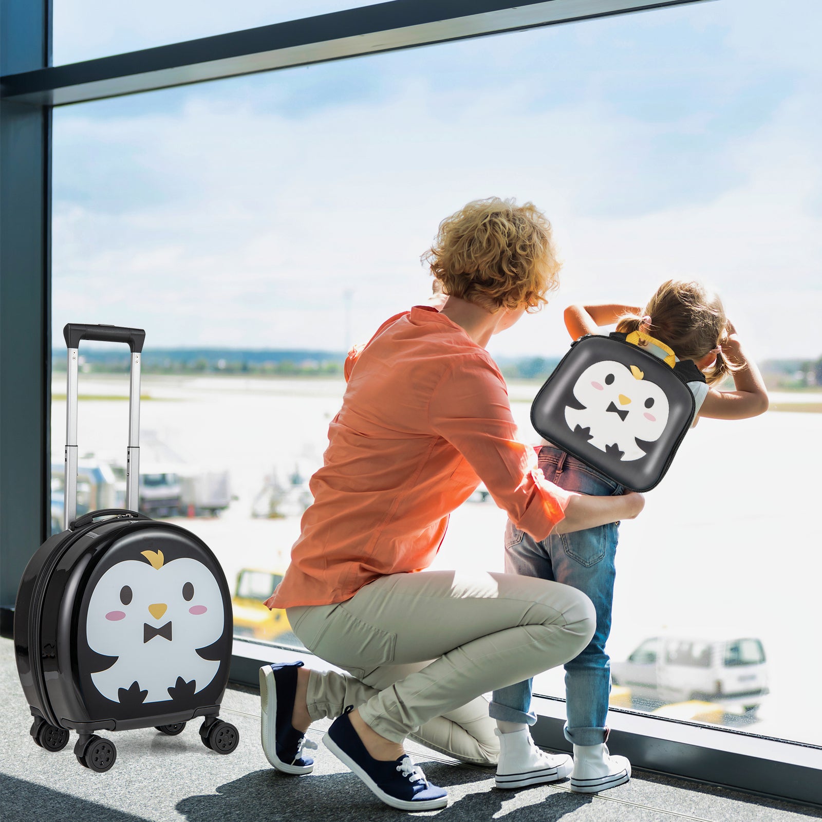 Kids Luggage Set with 14 Inches Carry-on Hardside Spinner Toddler Luggage and 10 Inches Backpack, Black Kids Luggage at Gallery Canada