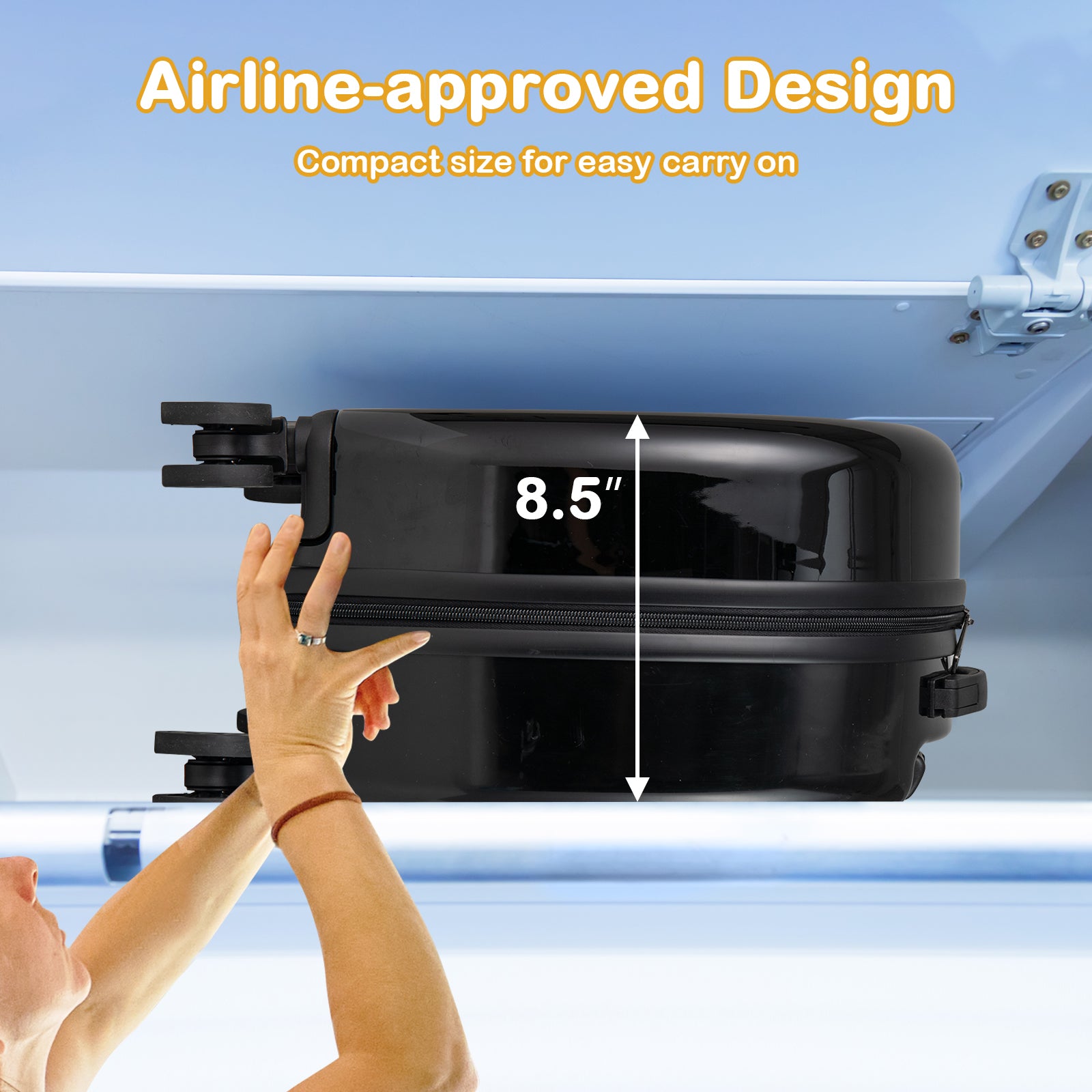 Kids Luggage Set with 14 Inches Carry-on Hardside Spinner Toddler Luggage and 10 Inches Backpack, Black Kids Luggage at Gallery Canada