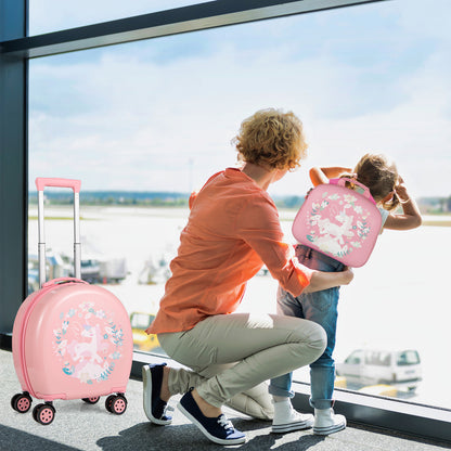 Kids Luggage Set with 14 Inches Carry-on Hardside Spinner Toddler Luggage and 10 Inches Backpack, Pink Kids Luggage at Gallery Canada
