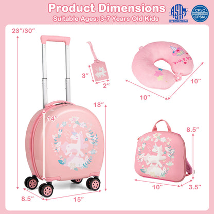 Kids Luggage Set with 14 Inches Carry-on Hardside Spinner Toddler Luggage and 10 Inches Backpack, Pink Kids Luggage at Gallery Canada