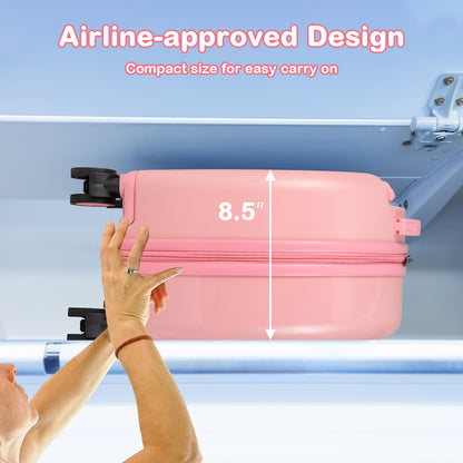 Kids Luggage Set with 14 Inches Carry-on Hardside Spinner Toddler Luggage and 10 Inches Backpack, Pink Kids Luggage at Gallery Canada