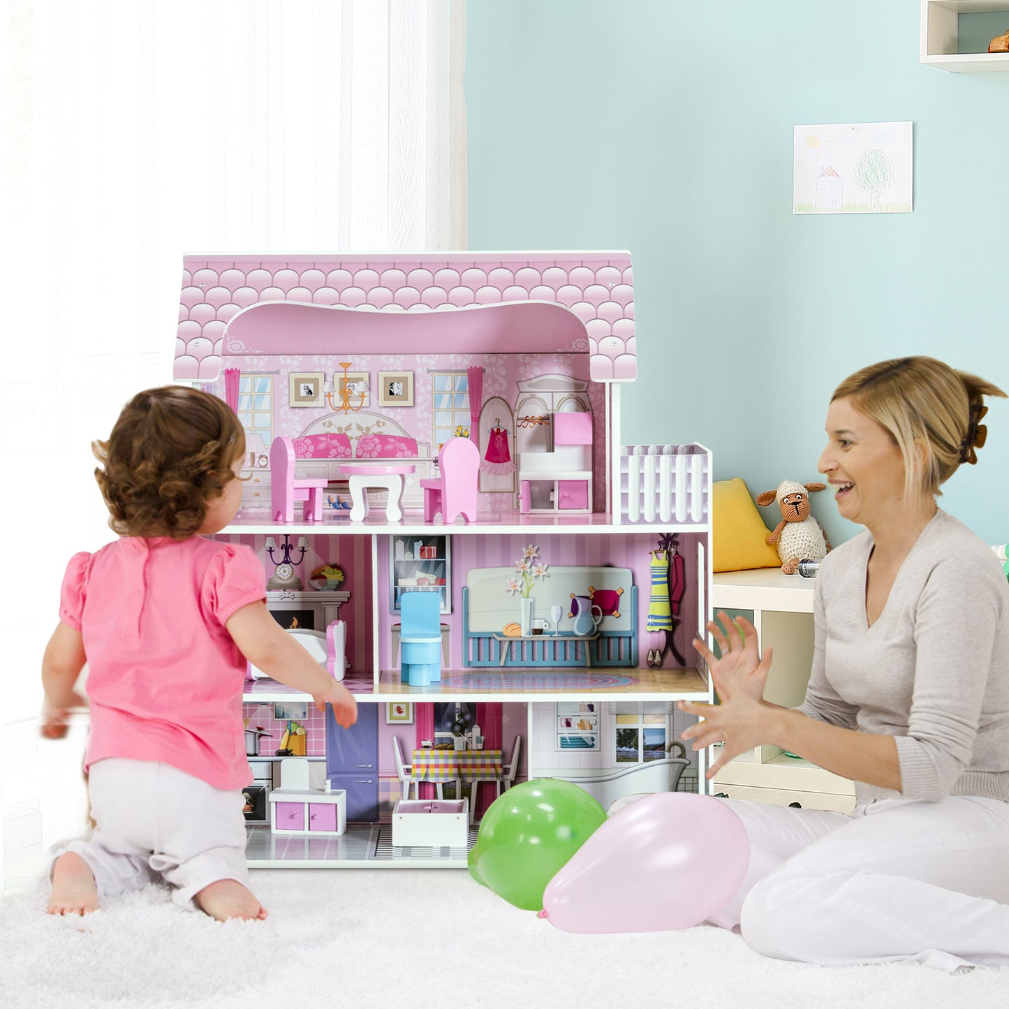 28 Inch Dollhouse With Furniture, Pink Play Tents & Playhouse at Gallery Canada