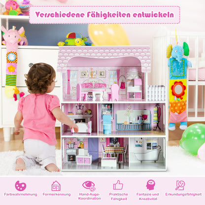 28 Inch Dollhouse With Furniture, Pink Play Tents & Playhouse at Gallery Canada