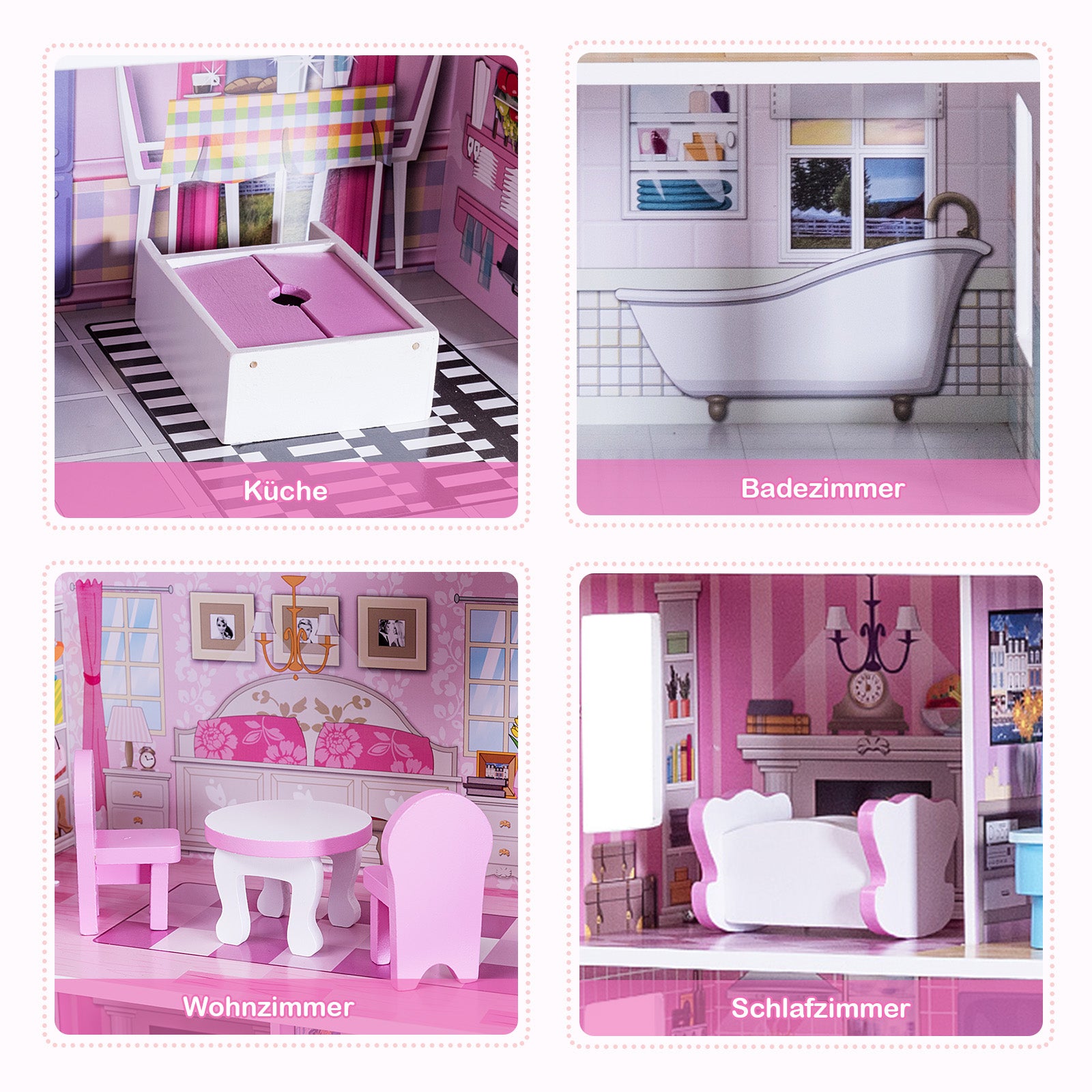 28 Inch Dollhouse With Furniture, Pink Play Tents & Playhouse at Gallery Canada