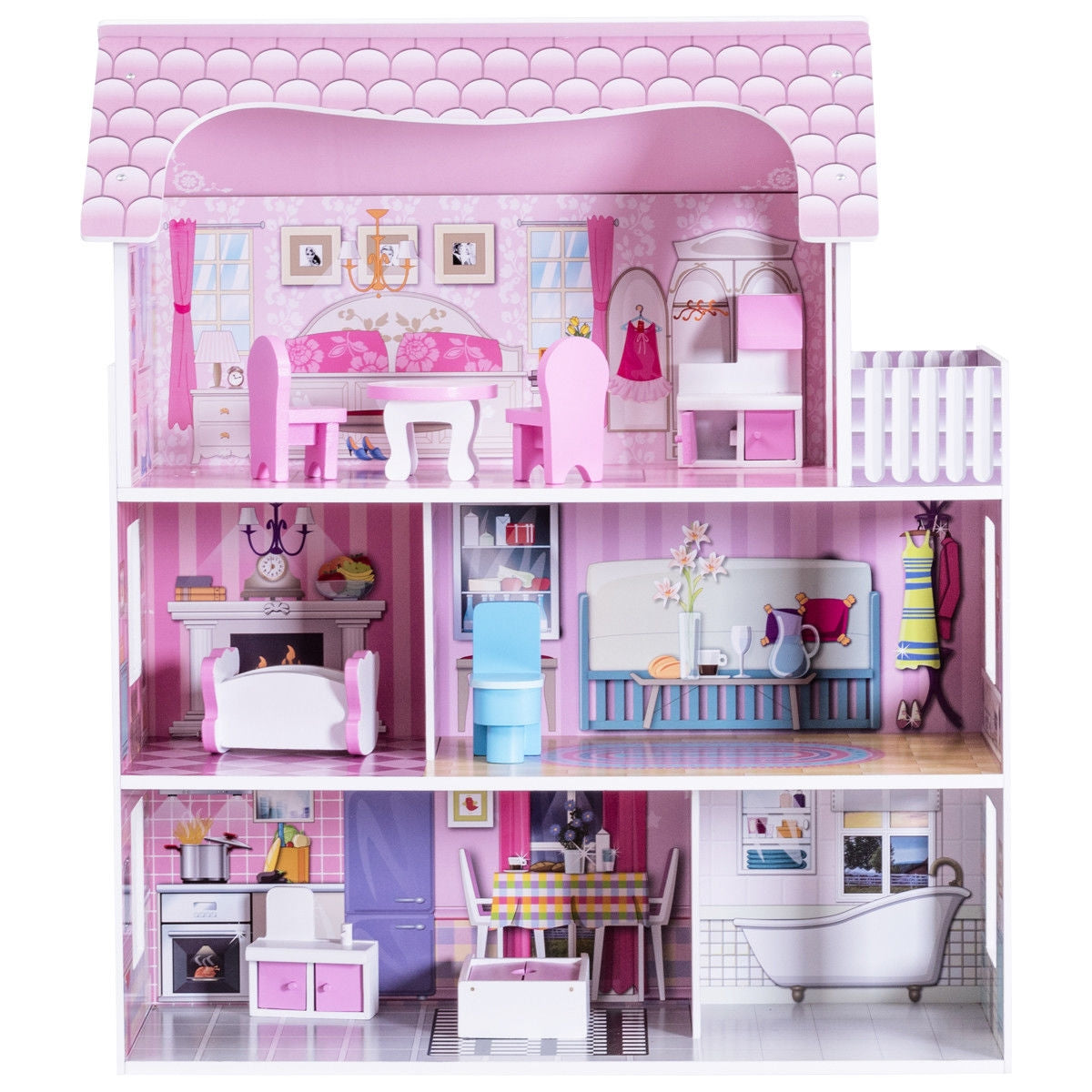28 Inch Dollhouse With Furniture, Pink Play Tents & Playhouse at Gallery Canada