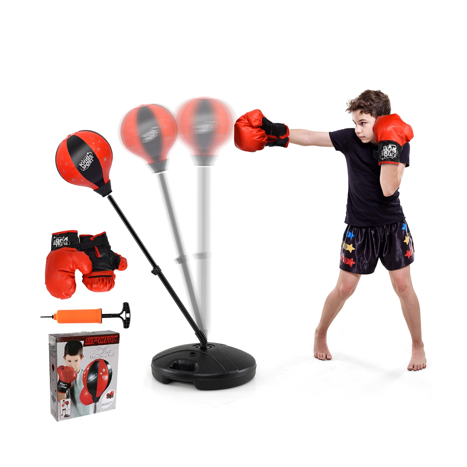 Kids Adjustable Punching Bag Set With Boxing Glove, Black, Red Boxing & Martial Arts Black & Red at Gallery Canada