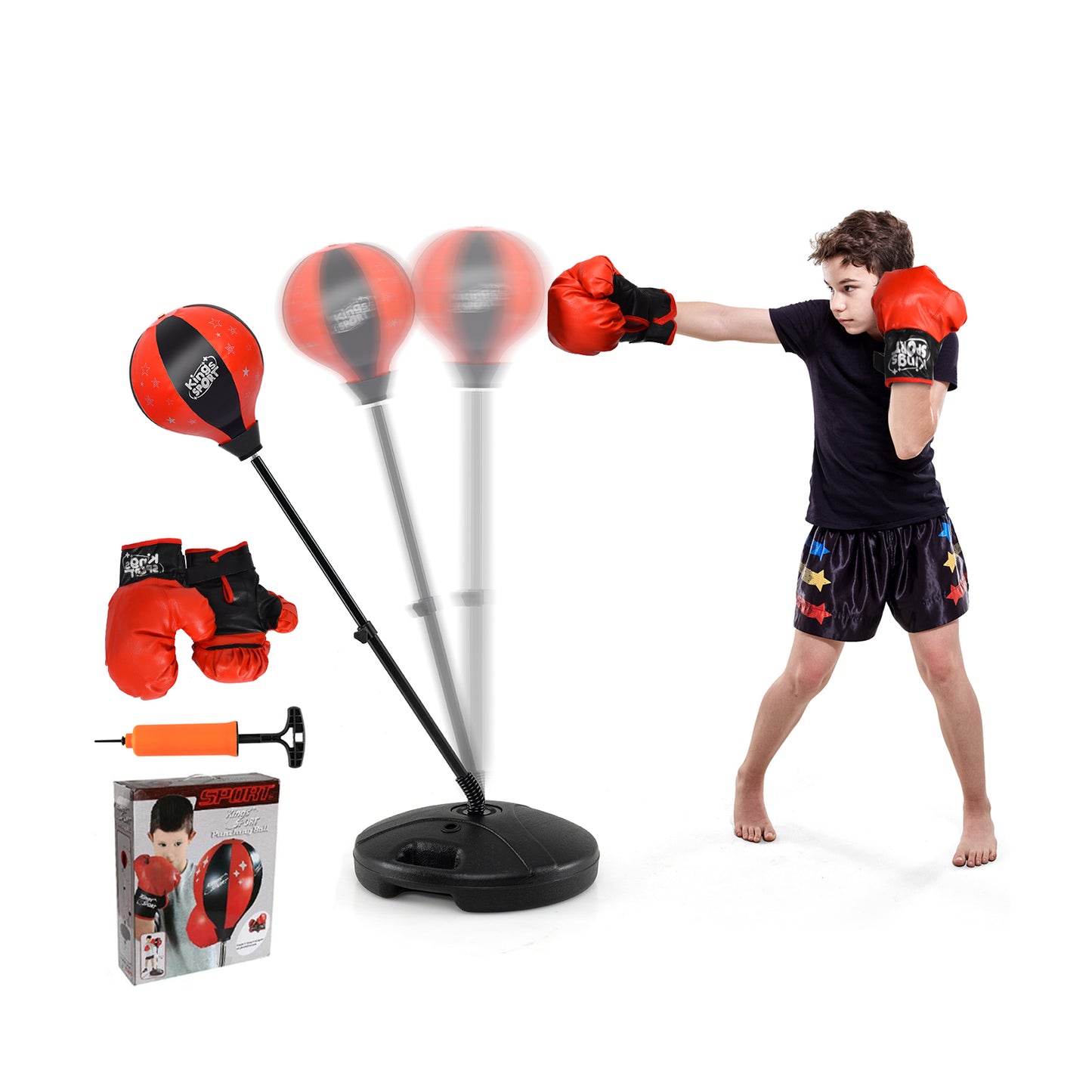 Kids Adjustable Punching Bag Set With Boxing Glove, Black, Red Boxing & Martial Arts Black & Red at Gallery Canada