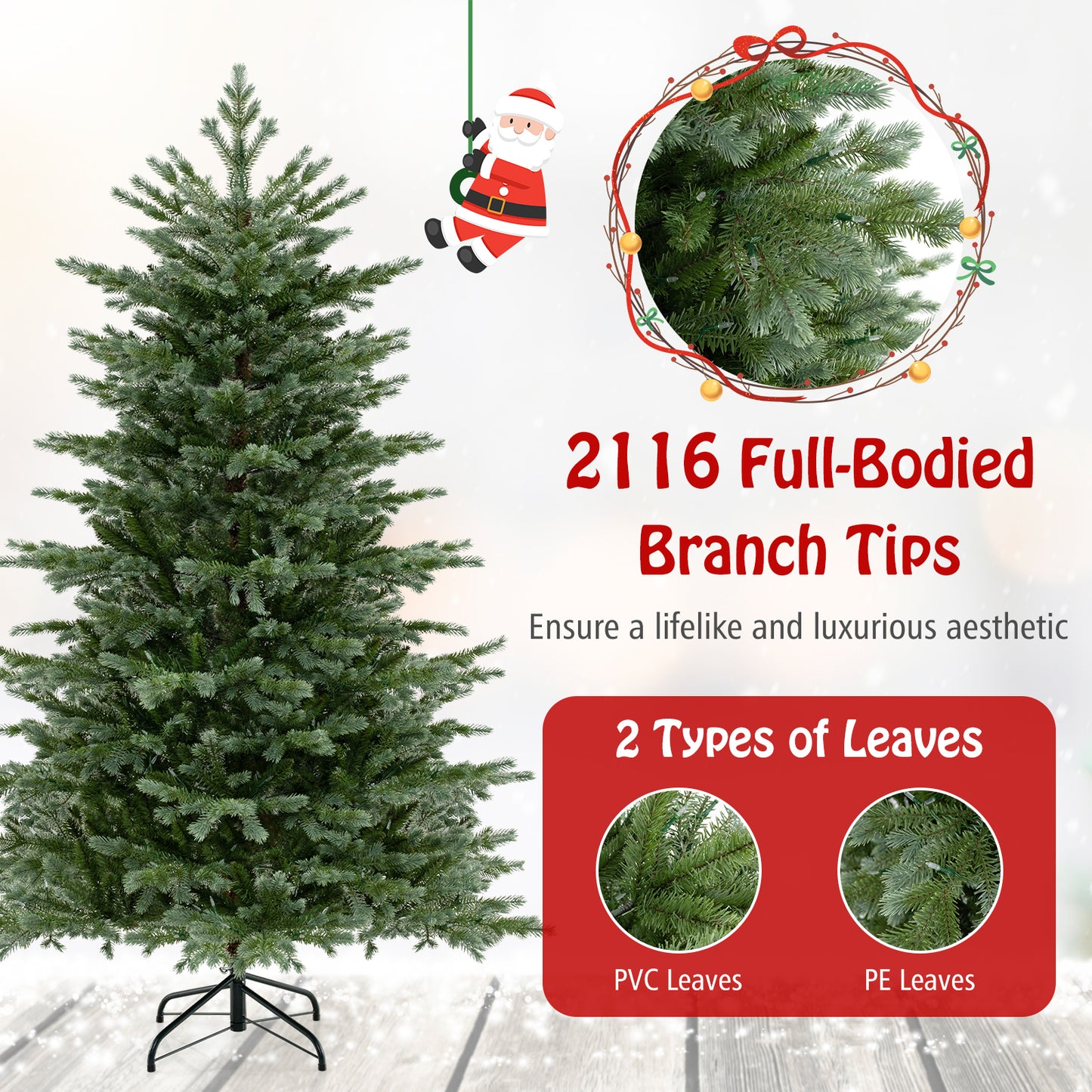 Artificial Christmas Tree, 5/6/7 Feet, With LED Lights, Green Christmas Tree at Gallery Canada