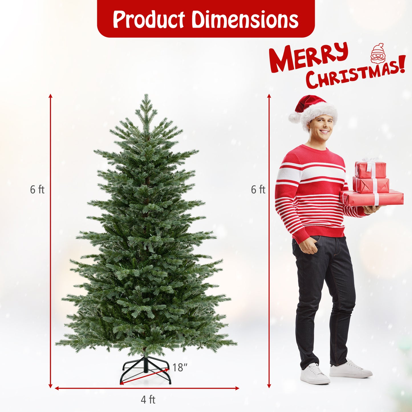 Artificial Christmas Tree, 5/6/7 Feet, With LED Lights, Green Christmas Tree at Gallery Canada
