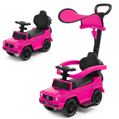 3-In-1 Ride on Push Car Mercedes Benz G350 Stroller Sliding Car with Canopy, Pink Push & Pedal Ride On Toys Pink at Gallery Canada