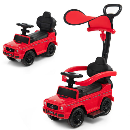 3-In-1 Ride on Push Car Mercedes Benz G350 Stroller Sliding Car with Canopy, Red Push & Pedal Ride On Toys Red at Gallery Canada