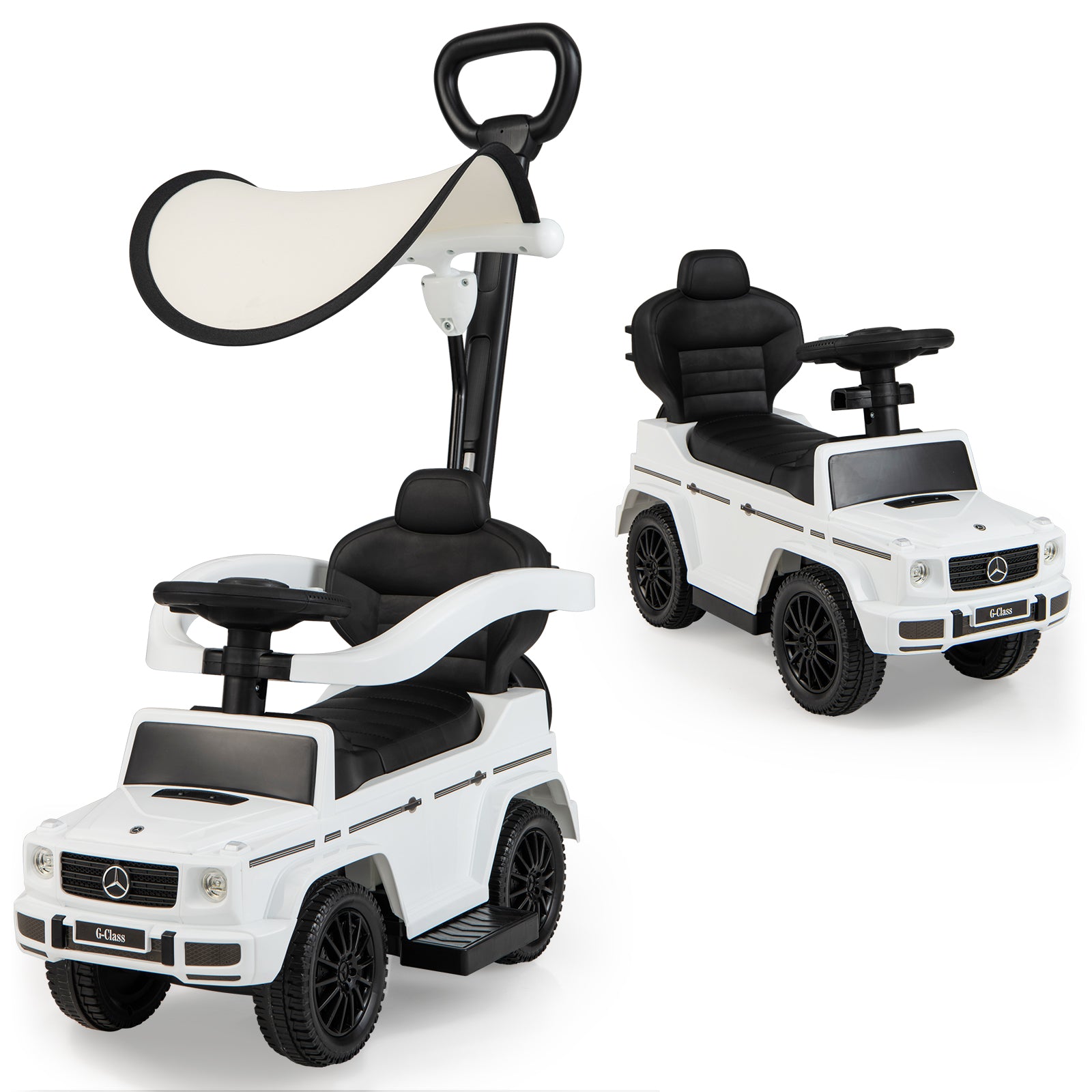 3-In-1 Ride On Push Car Stroller, G350, White Push & Pedal Ride On Toys White at Gallery Canada