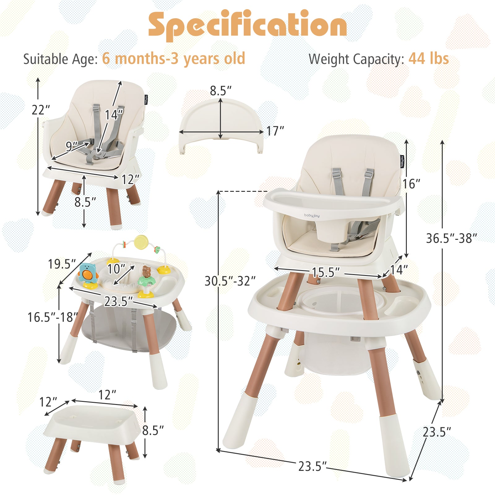 16-in-1 Baby High Chair with Activity Center and Booster Seat for Babies and Toddlers, White High Chairs at Gallery Canada