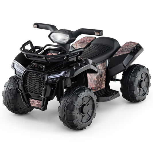 6V Kids ATV Quad Electric Ride On Car, LED Light, MP3, Solid Black Powered Ride On Toys Black & White at Gallery Canada