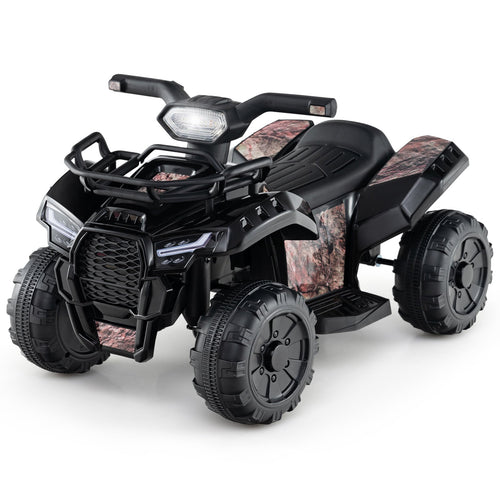 6V Kids ATV Quad Electric Ride On Car, LED Light, MP3, Solid Black