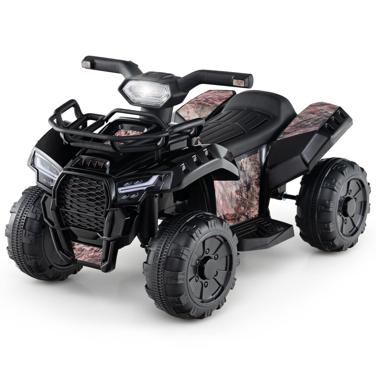 6V Kids ATV Quad Electric Ride On Car, LED Light, MP3, Solid Black Powered Ride On Toys at Gallery Canada