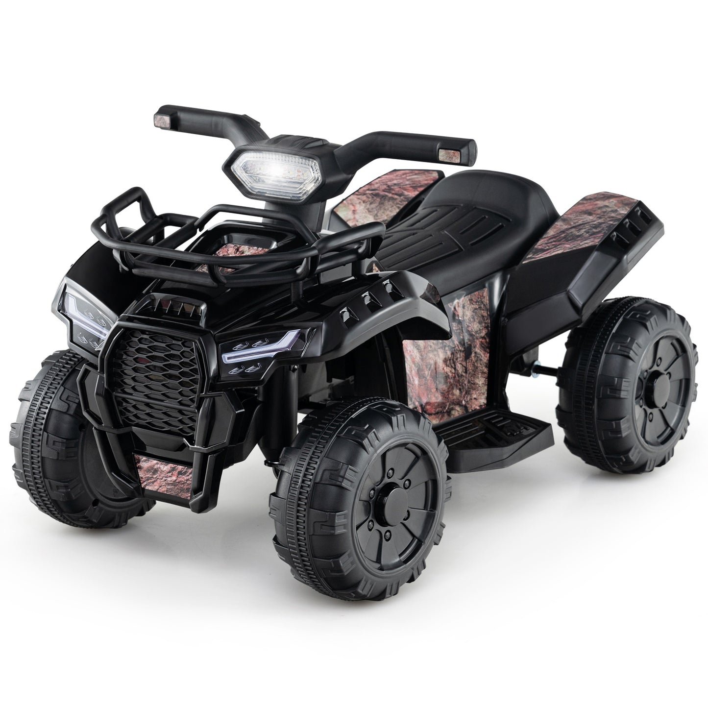 6V Kids ATV Quad Electric Ride On Car, LED Light, MP3, Solid Black Powered Ride On Toys at Gallery Canada