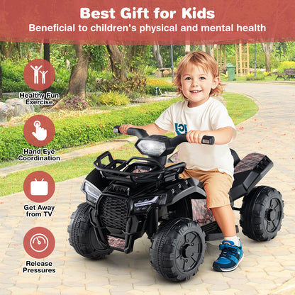 6V Kids ATV Quad Electric Ride On Car, LED Light, MP3, Solid Black Powered Ride On Toys at Gallery Canada