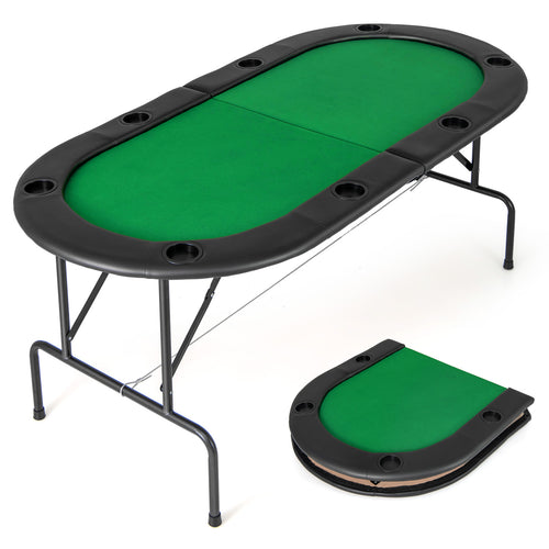 8 Player Texas Holdem Foldable Poker Table, Green