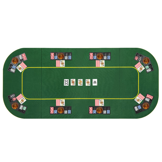 79 x 36 Inch Foldable Poker Table Top, With Carry Bag, Cup Holders, Green Game Room Green at Gallery Canada