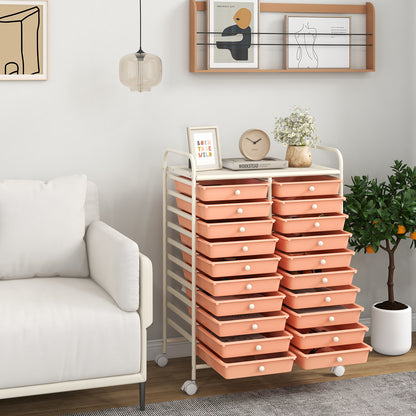 20 Drawers Rolling Storage Cart Studio Organizer, Peach File Cabinets at Gallery Canada