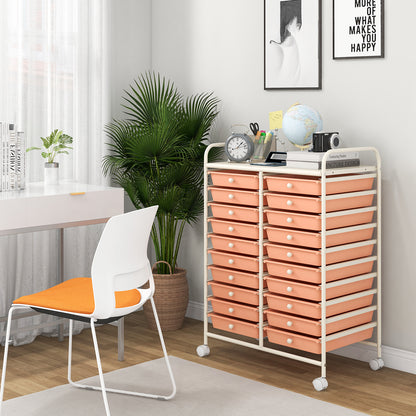 20 Drawers Rolling Storage Cart Studio Organizer, Peach File Cabinets at Gallery Canada