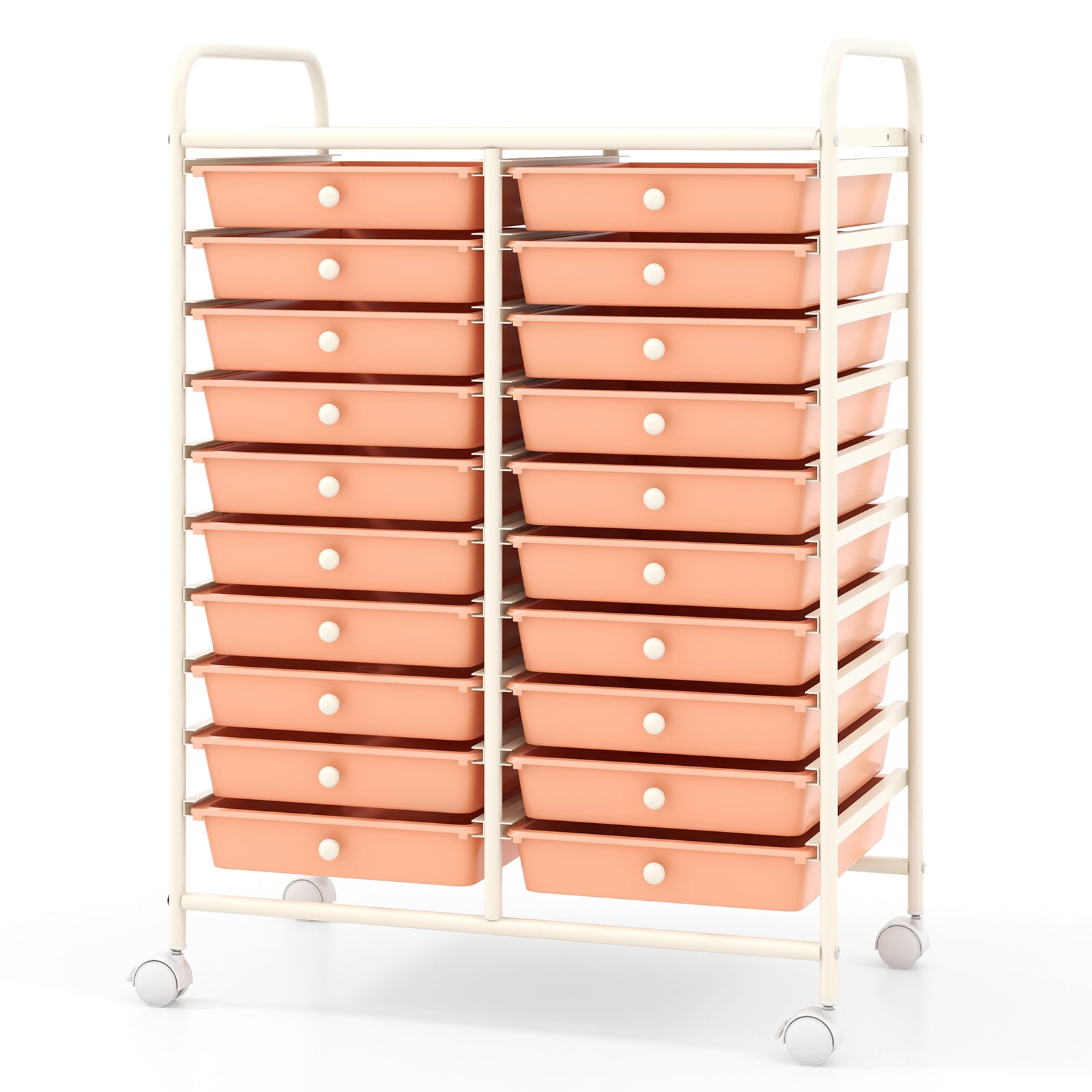 20 Drawers Rolling Storage Cart Studio Organizer, Peach File Cabinets at Gallery Canada