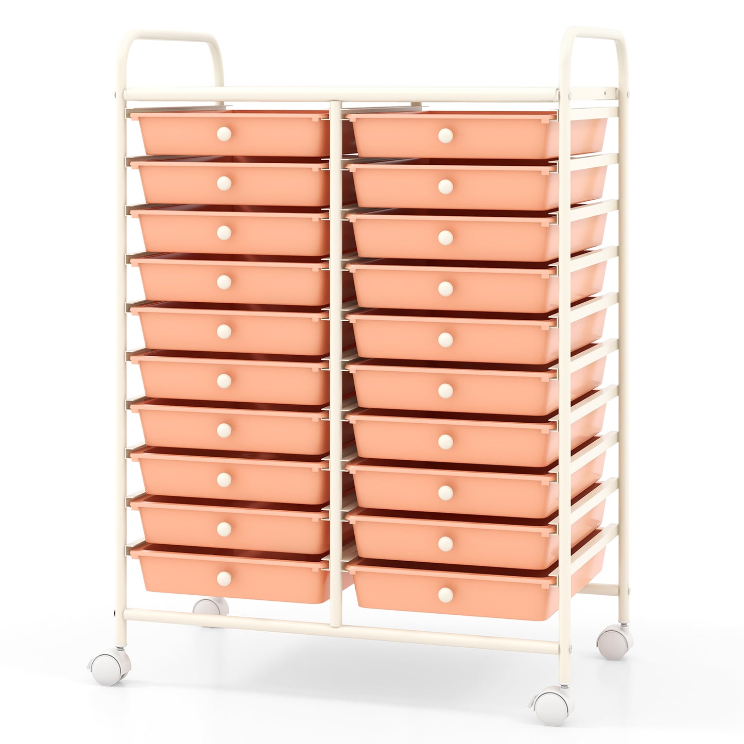20 Drawers Rolling Storage Cart Studio Organizer, Peach File Cabinets at Gallery Canada