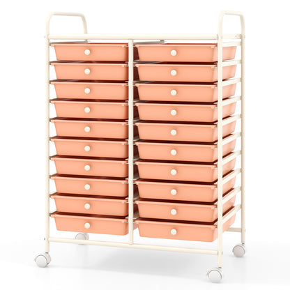 20 Drawers Rolling Storage Cart Studio Organizer, Peach File Cabinets at Gallery Canada