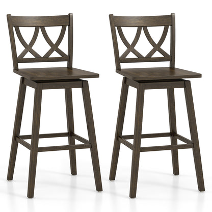 24/29 Inch Bar Stool Set of 2 Wooden Bar Chairs with Rubber Wood Frame-29 inches Bar Stools at Gallery Canada