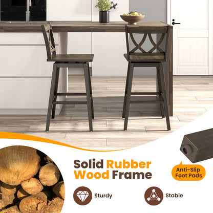 24/29 Inch Bar Stool Set of 2 Wooden Bar Chairs with Rubber Wood Frame-29 inches Bar Stools at Gallery Canada