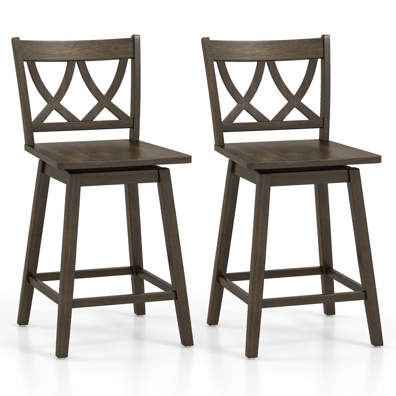 24 Inch Wooden Bar Stool Set, Rubber Wood Frame, 2 Pack Bar Stools at Gallery Canada