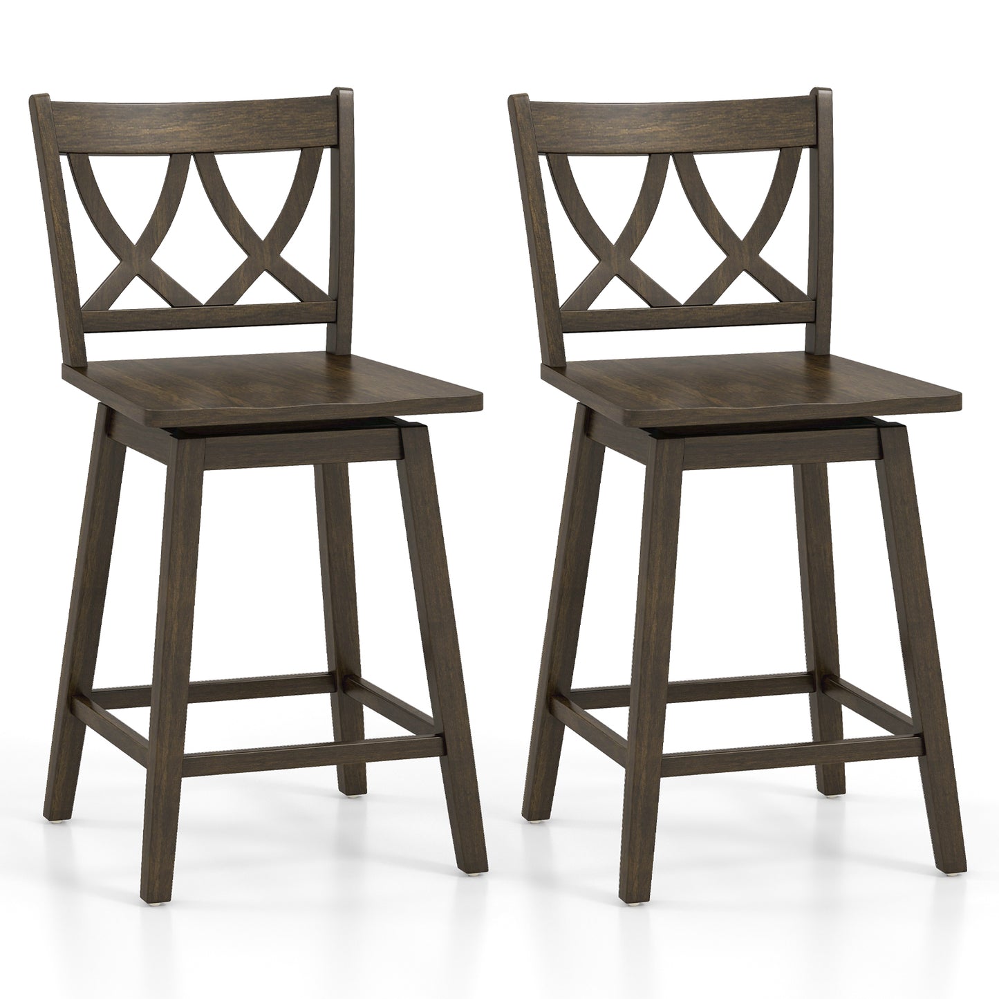 24 Inch Wooden Bar Stool Set, Rubber Wood Frame, 2 Pack Bar Stools Options at Gallery Canada