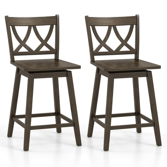 24 Inch Wooden Bar Stool Set, Rubber Wood Frame, 2 Pack Bar Stools Options at Gallery Canada