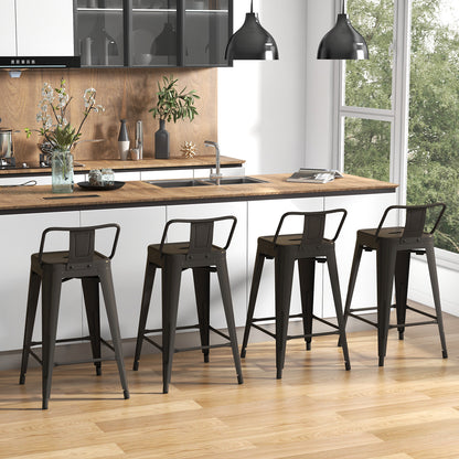 24 Inch Set of 4 Cafe Side Chairs with Rubber Feet and Removable Backs, Gun Bar Stools at Gallery Canada