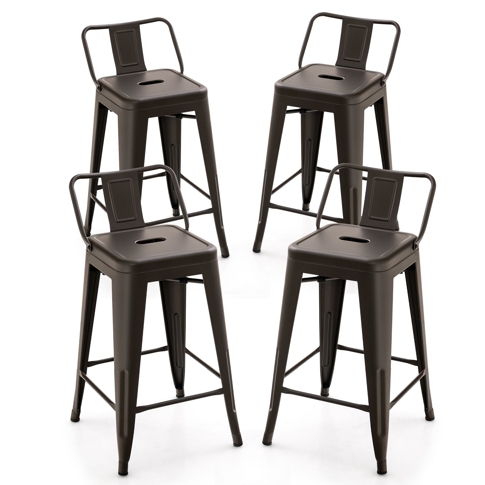 24 Inch Set of 4 Cafe Side Chairs with Rubber Feet and Removable Backs, Gun Bar Stools at Gallery Canada