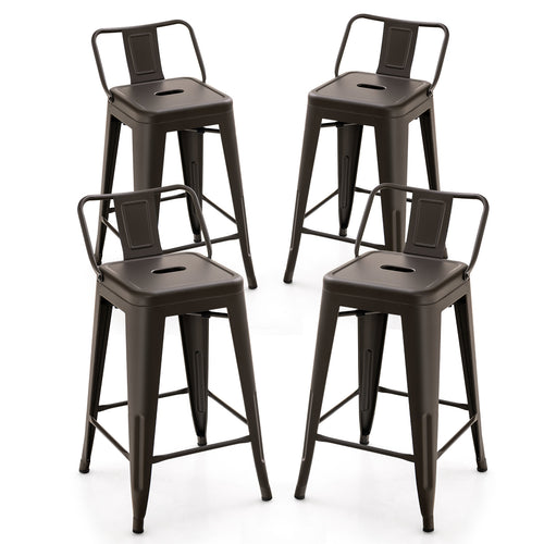 24 Inch Set of 4 Cafe Side Chairs with Rubber Feet and Removable Backs, Gun