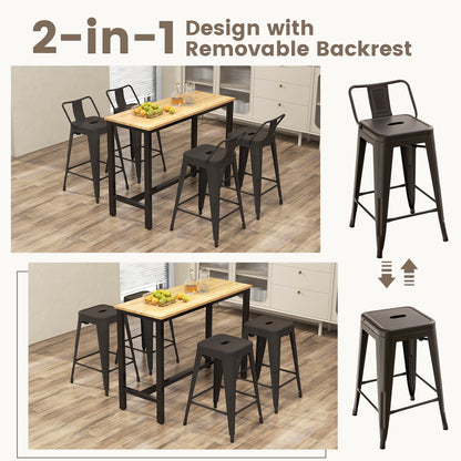 24 Inch Set of 4 Cafe Side Chairs with Rubber Feet and Removable Backs, Gun Bar Stools at Gallery Canada