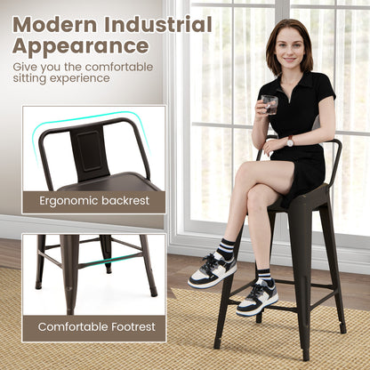 24 Inch Set of 4 Cafe Side Chairs with Rubber Feet and Removable Backs, Gun Bar Stools at Gallery Canada