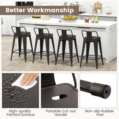 24 Inch Set of 4 Cafe Side Chairs with Rubber Feet and Removable Backs, Gun Bar Stools at Gallery Canada