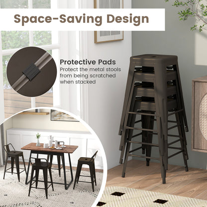 24 Inch Set of 4 Cafe Side Chairs with Rubber Feet and Removable Backs, Gun Bar Stools at Gallery Canada