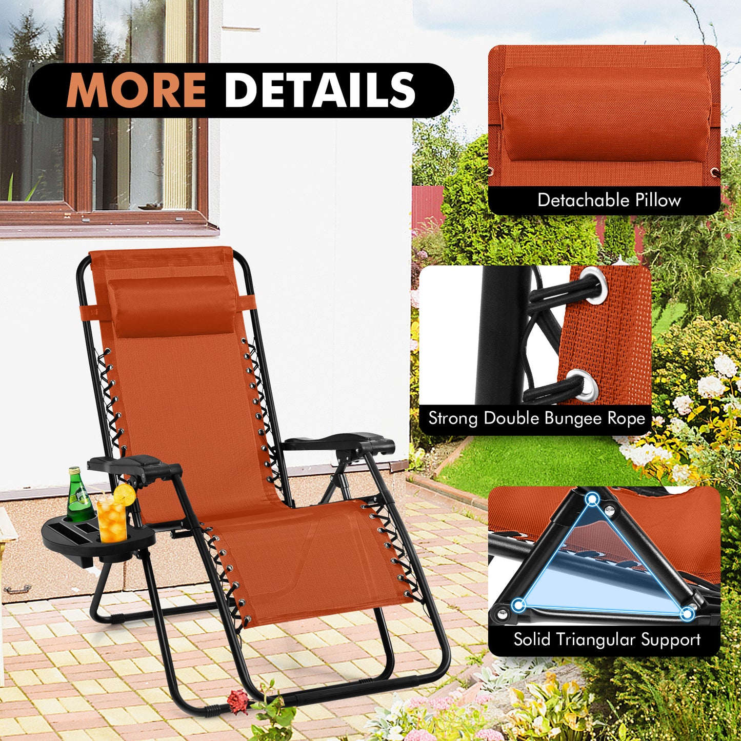 Folding Lounge Chair, Zero Gravity, Orange Beach & Lawn Chairs at Gallery Canada