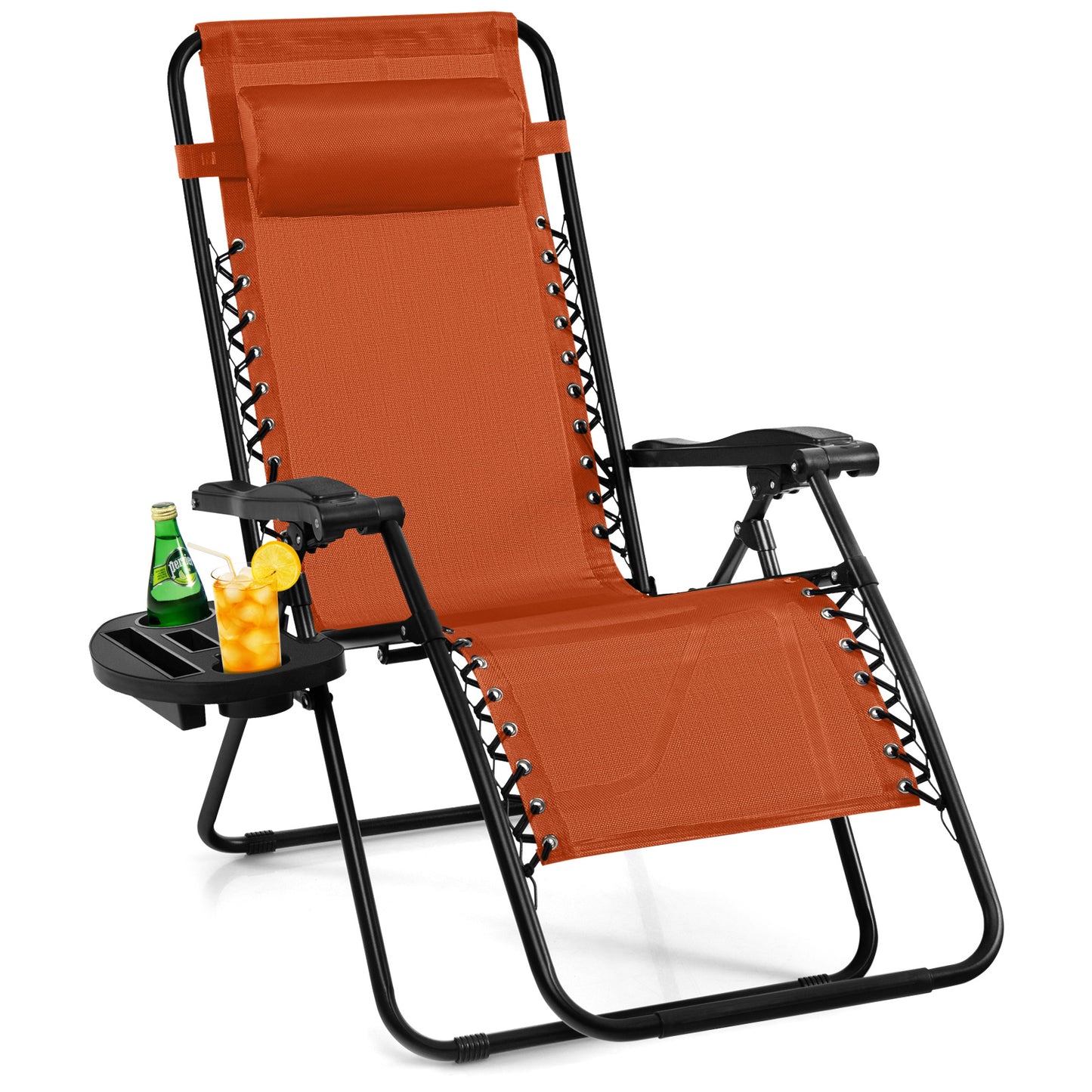 Folding Zero Gravity Reclining Lounge Chair, Orange Beach & Lawn Chairs at Gallery Canada