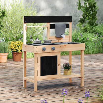 Mud Kitchen Playset Kids Play Kitchen Outdoor with 2 Removable Sinks, Natural Play Kitchen Sets at Gallery Canada