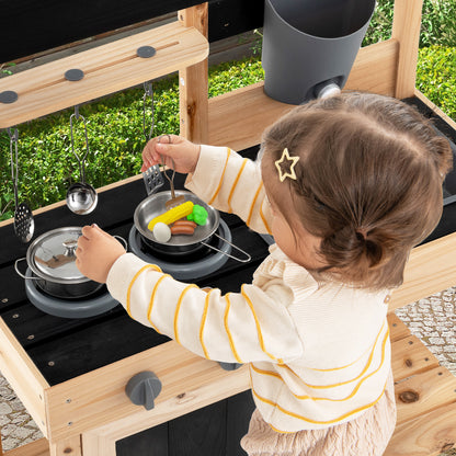 Mud Kitchen Playset Kids Play Kitchen Outdoor with 2 Removable Sinks, Natural Play Kitchen Sets at Gallery Canada