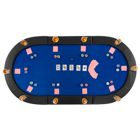 Portable 84 x 42 Inch 10-Player Foldable Padded Poker Table Top, Blue Game Room Blue at Gallery Canada