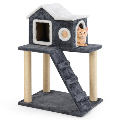 36 Inch Tower Condo Scratching Posts Ladder Cat Tree, Dark Gray Cat Trees Condos & Scratchers Dark Gray at Gallery Canada