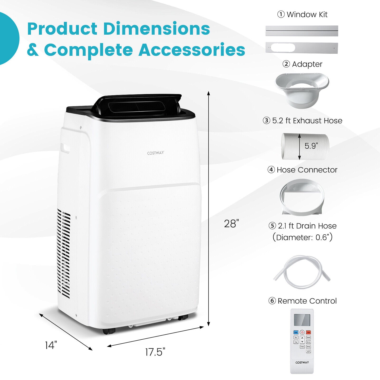 13000 BTU Portable 4-in-1 Air Conditioner with App and Voice Control, White Portable Air Conditioners at Gallery Canada
