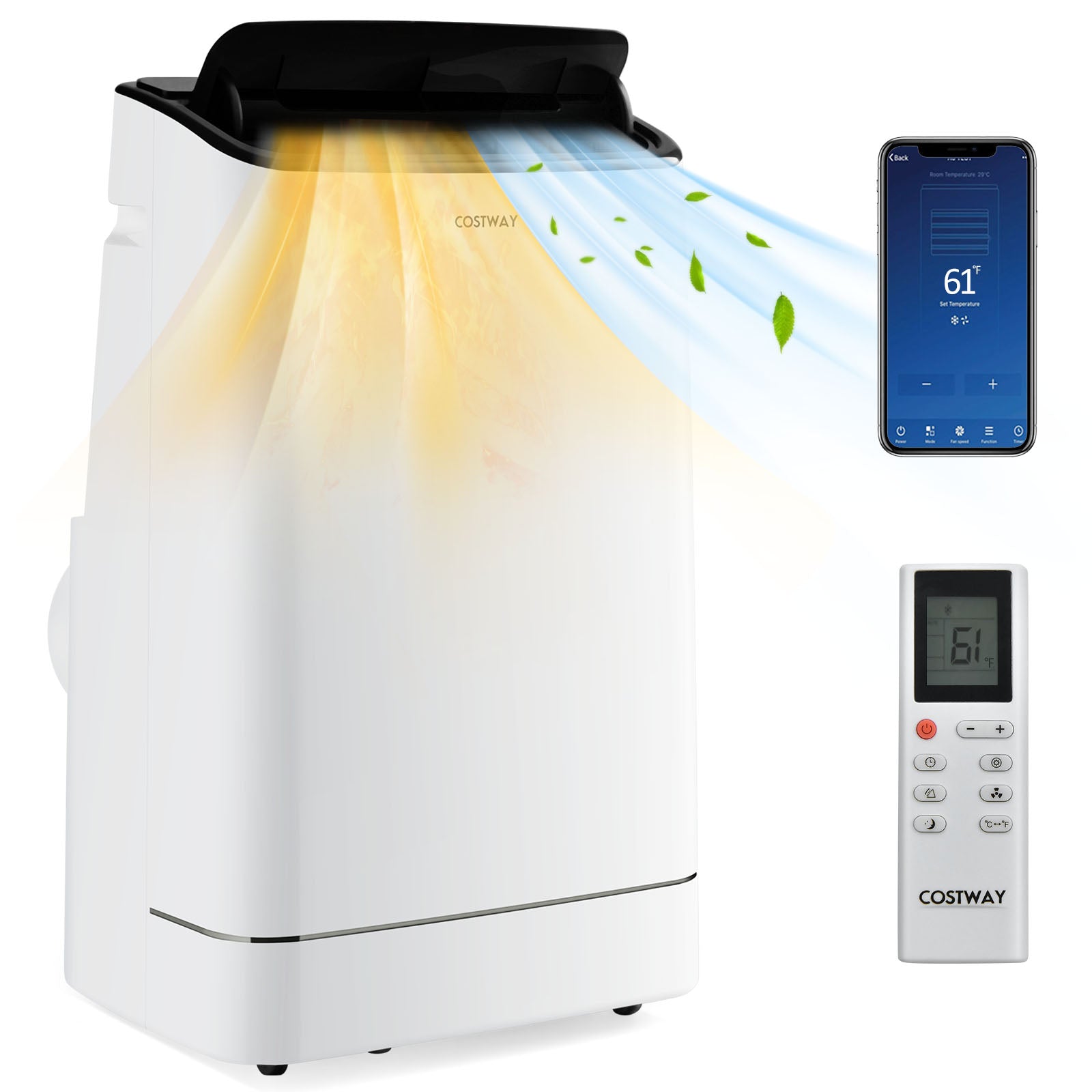 15000 BTU Portable Air Conditioner with Heat and Auto Swing, White Portable Air Conditioners at Gallery Canada